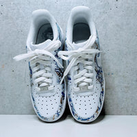 Custom Air Force 1 White Blue And Gold Splatter Pattern