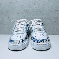 Custom Air Force 1 White Blue And Gold Splatter Pattern