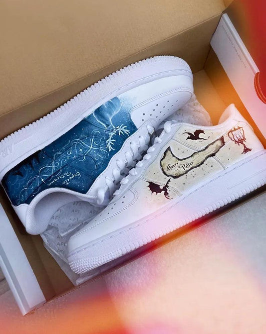 Custom Air Force 1 White Blue Hogwarts Theme
