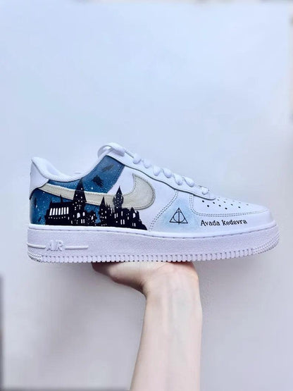 Custom Air Force 1 White Blue Hogwarts Theme