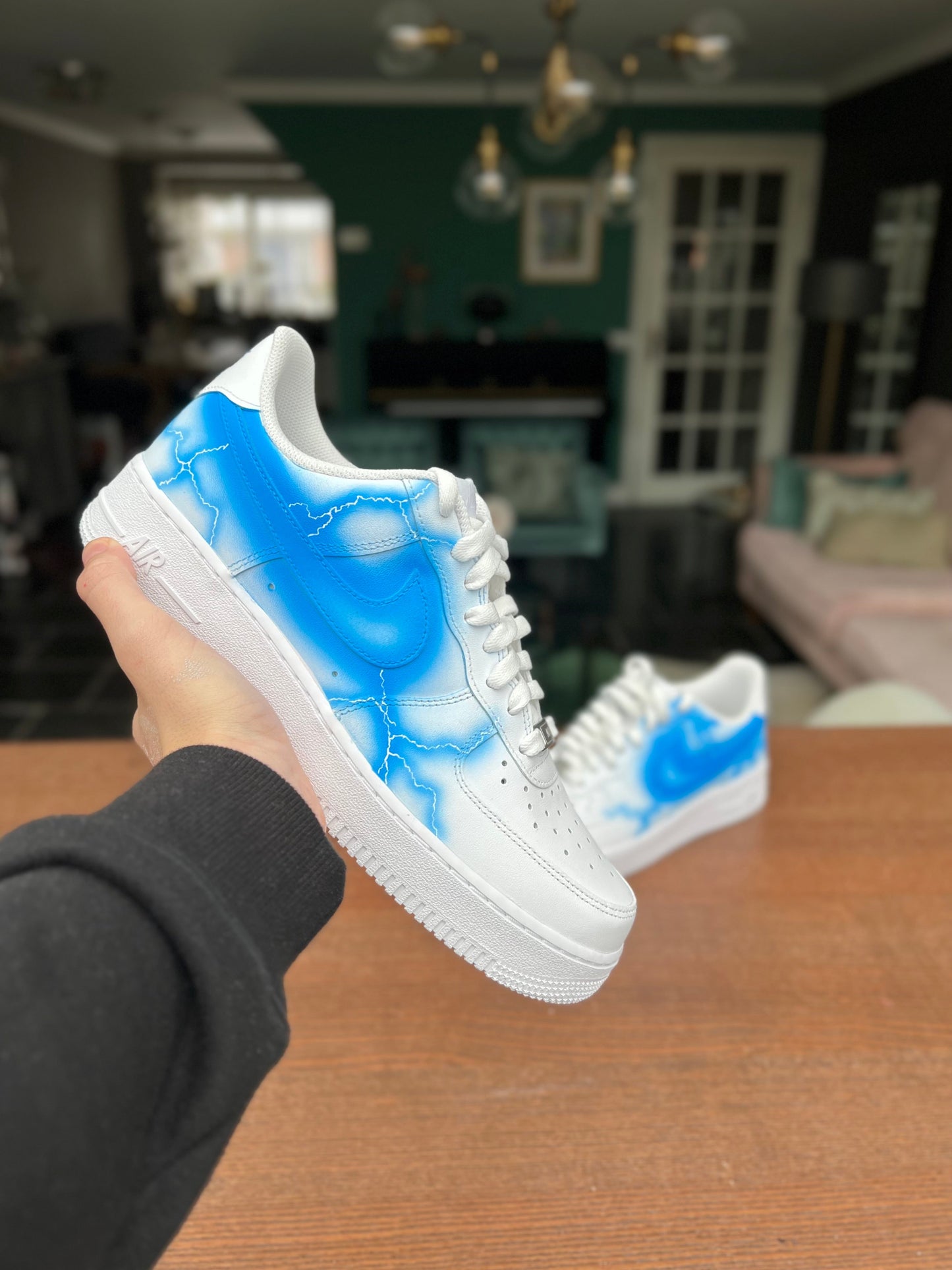 Custom Air Force 1 White Blue Lightning