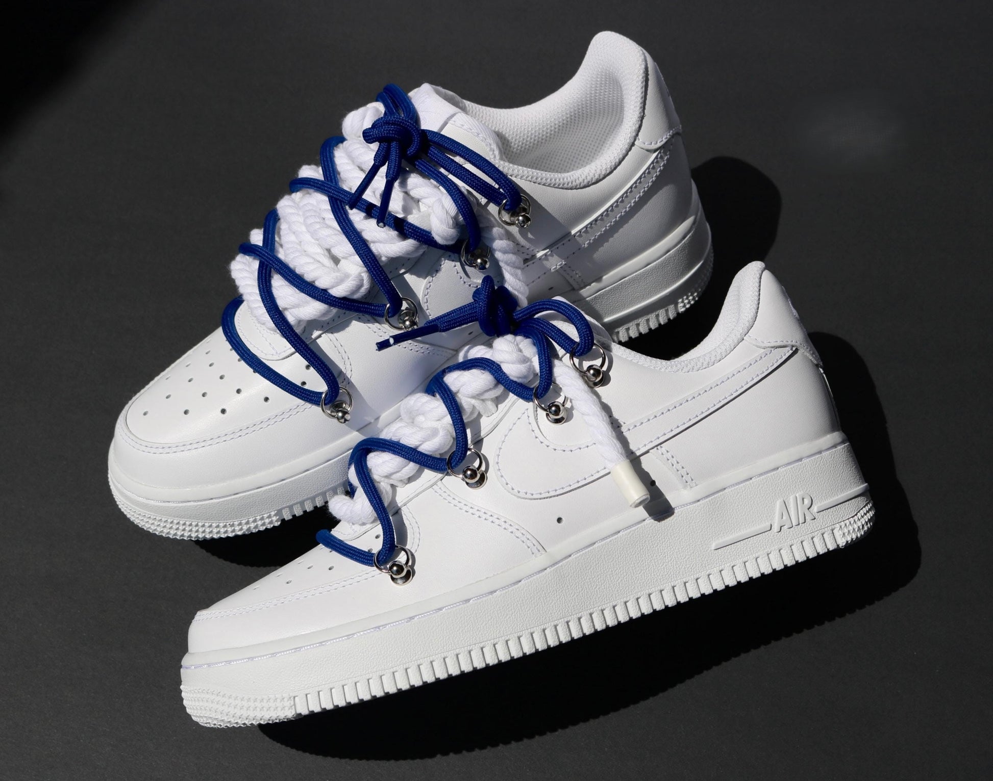 Custom Air Force 1 White Blue Rope Laces