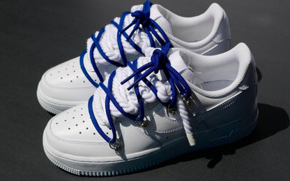 Custom Air Force 1 White Blue Rope Laces