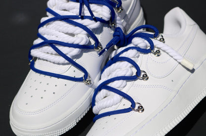 Custom Air Force 1 White Blue Rope Laces