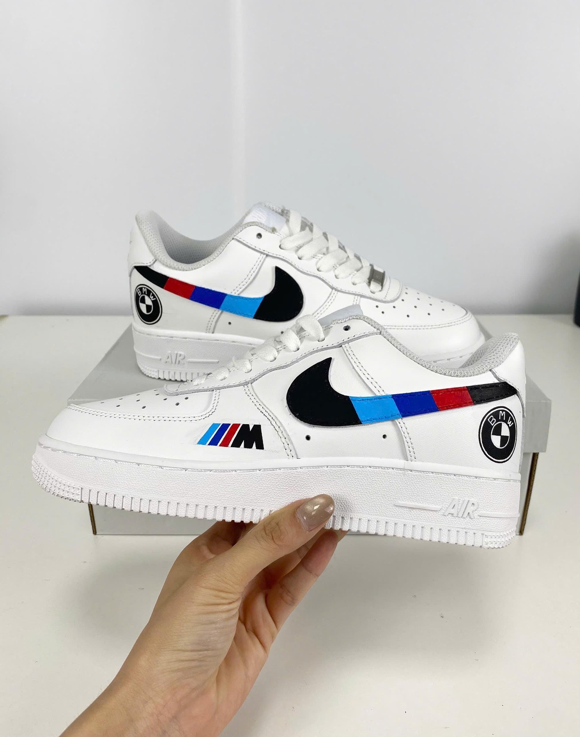 Custom Air Force 1 White BMW Logo And Stripes