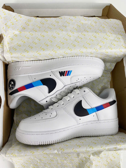 Custom Air Force 1 White BMW Logo And Stripes