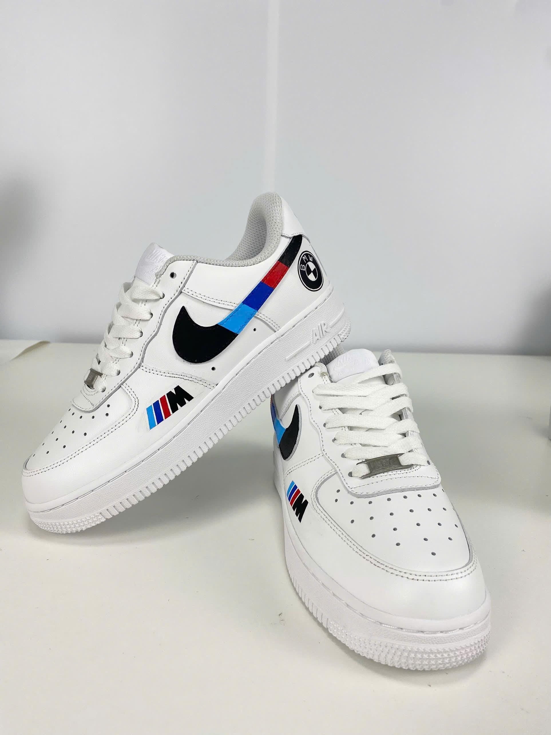 Custom Air Force 1 White BMW Logo And Stripes