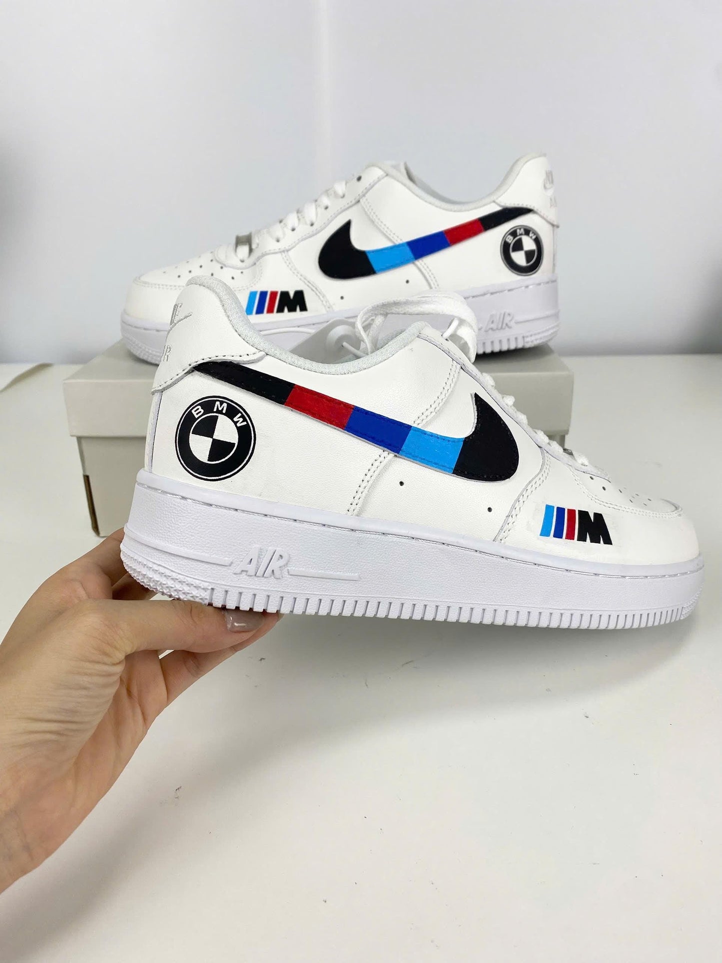 Custom Air Force 1 White BMW Logo And Stripes