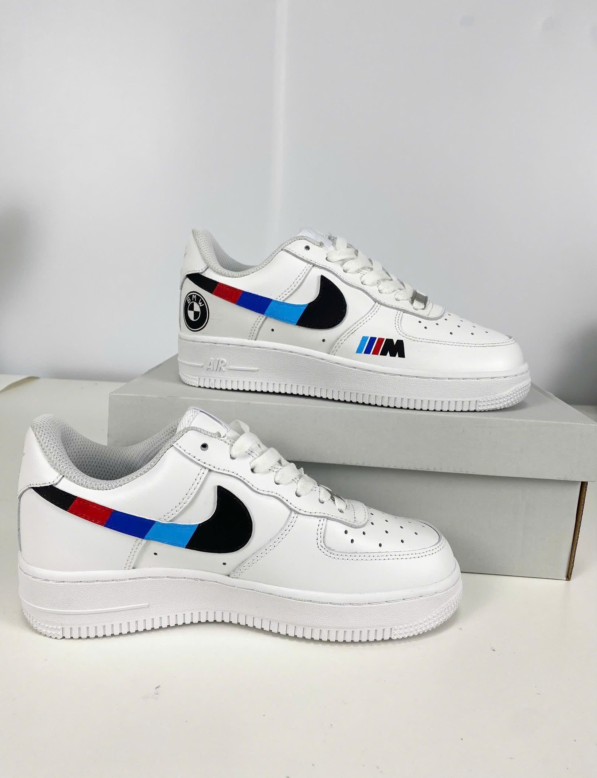 Custom Air Force 1 White BMW Logo And Stripes