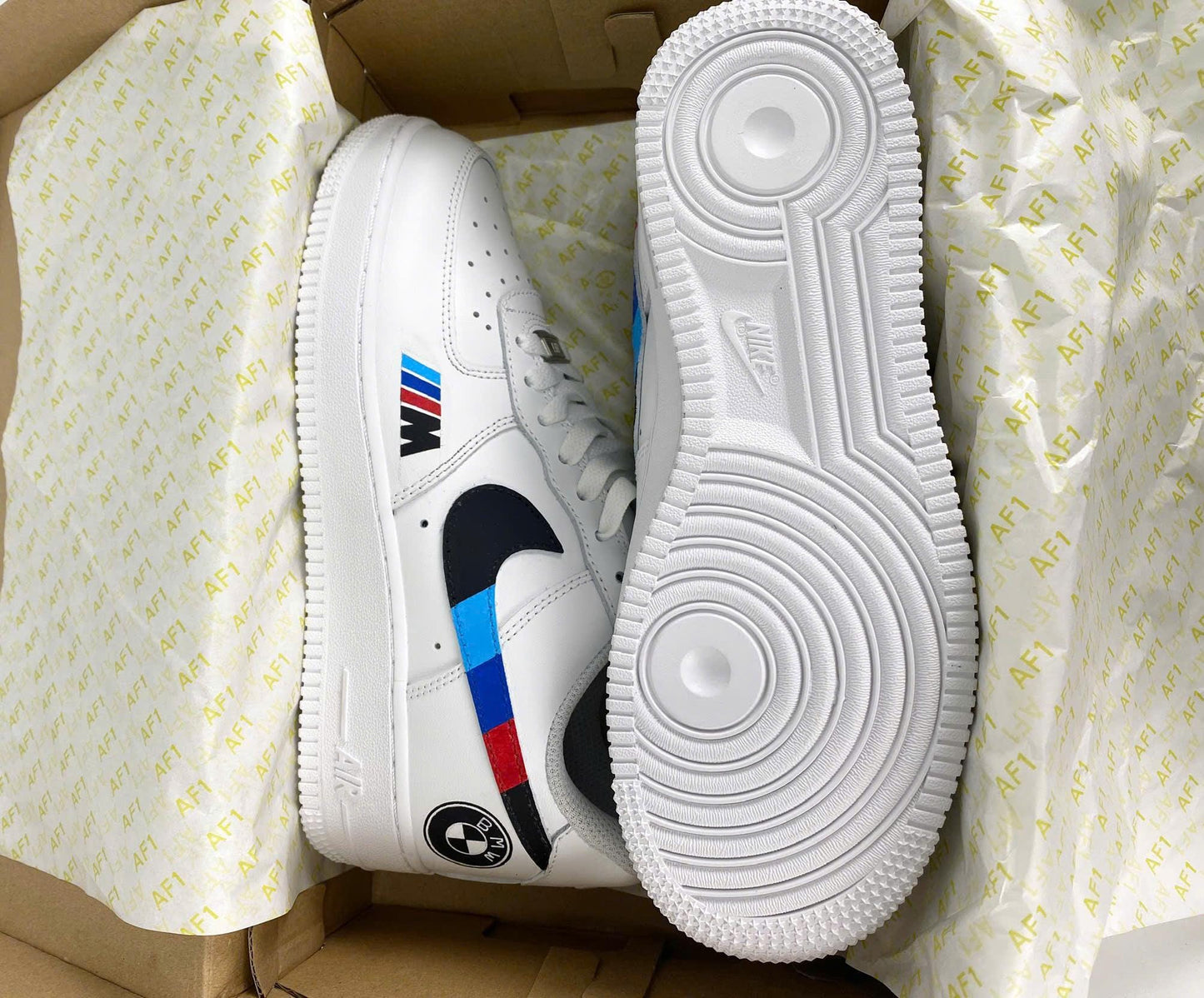 Custom Air Force 1 White BMW Logo And Stripes