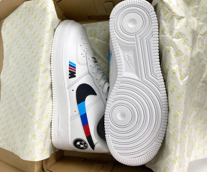 Custom Air Force 1 White BMW Logo And Stripes