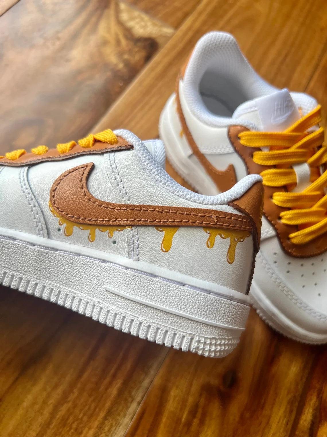 Custom Air Force 1 White Brown Winnie the Pooh Cartoon