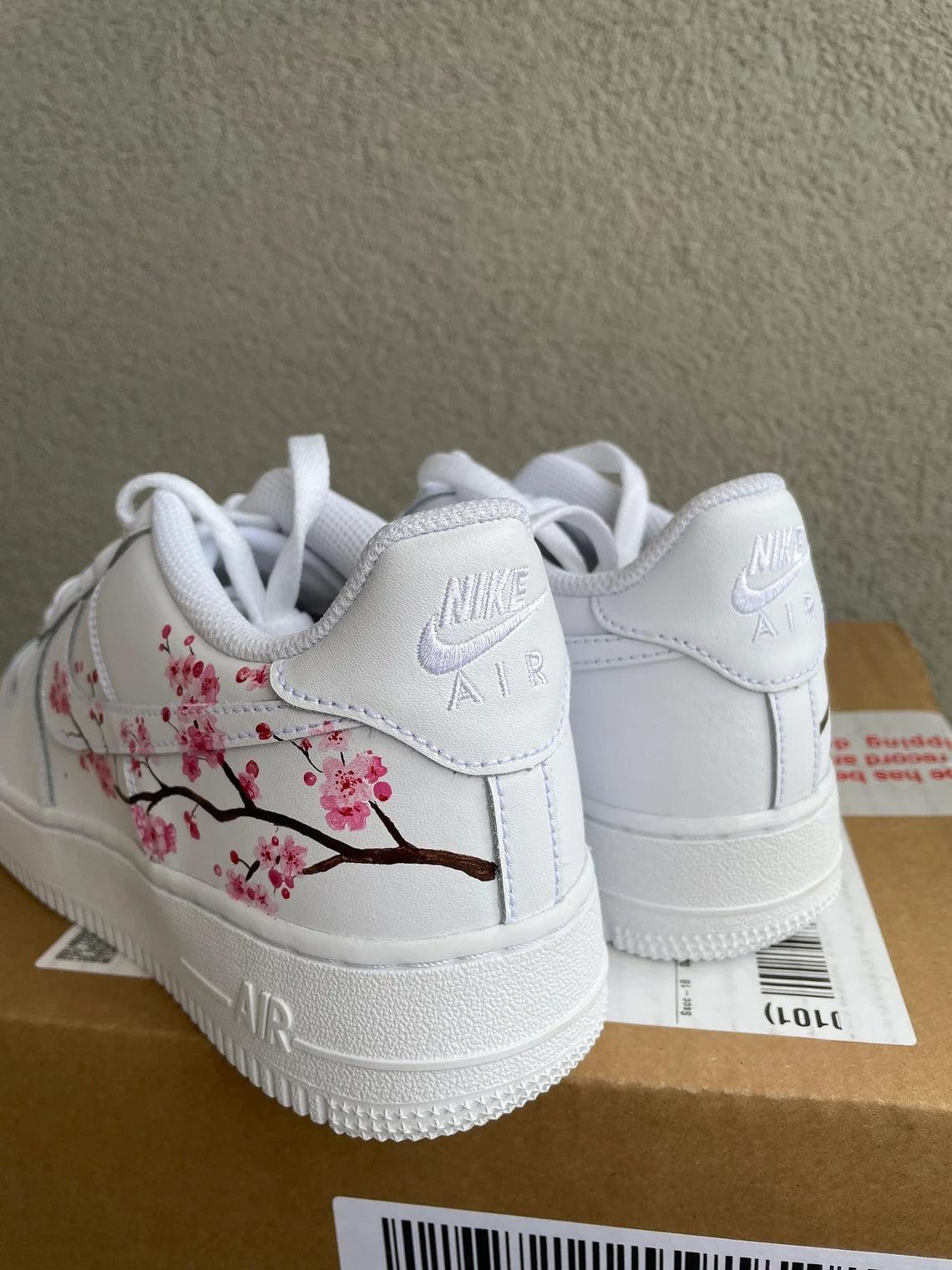 Custom Air Force 1 White Cherry Blossom Design
