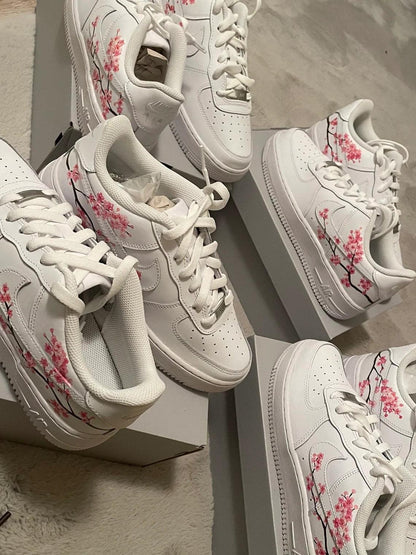 Custom Air Force 1 White Cherry Blossom Design