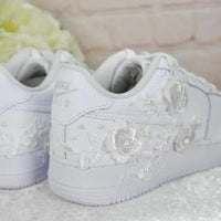 Custom Air Force 1 White Floral Embellishments