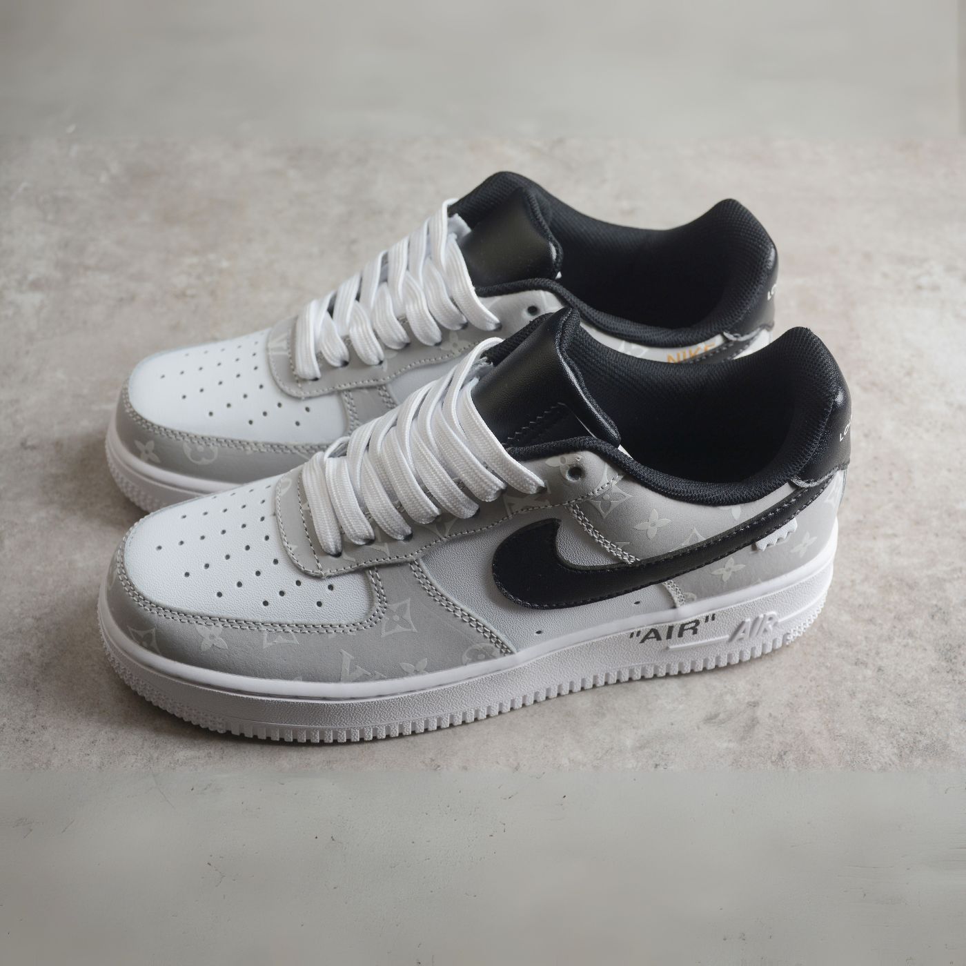 Custom Air Force 1 White Gray LV Pattern