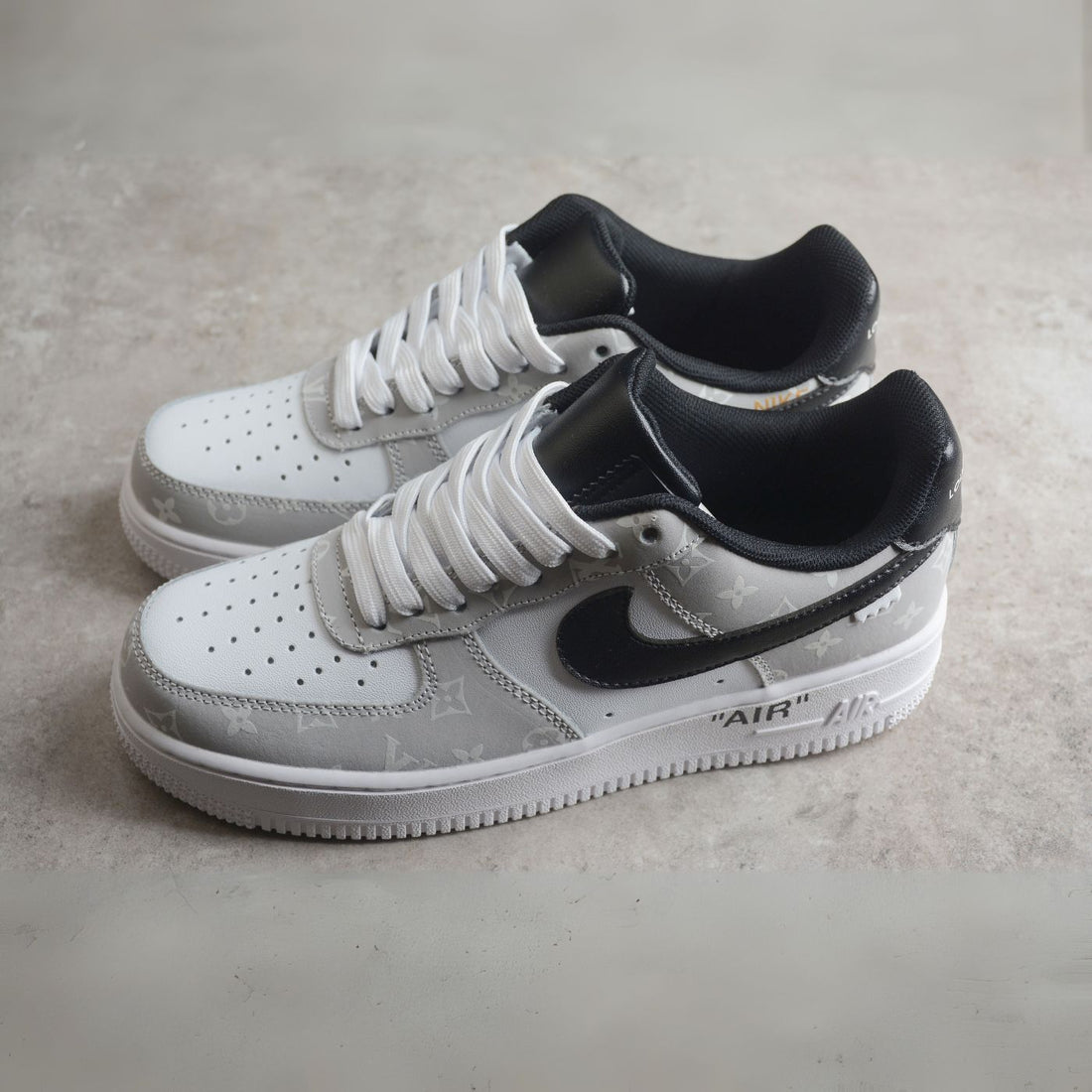 Custom Air Force 1 White Gray LV Pattern