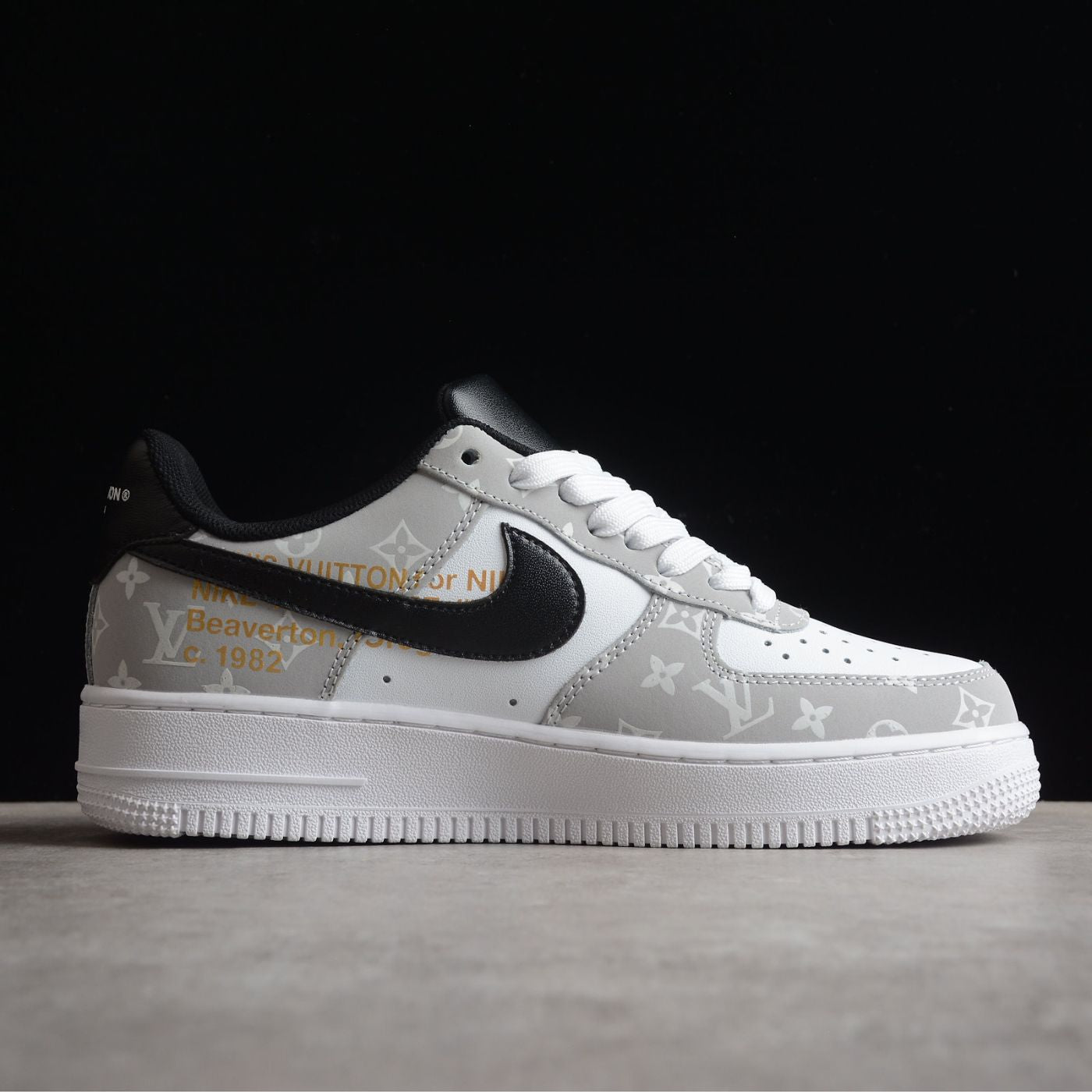 Custom Air Force 1 White Gray LV Pattern