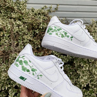 Custom Air Force 1 White Green Vine Pattern