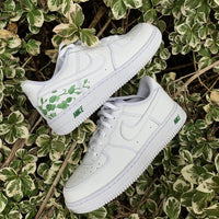 Custom Air Force 1 White Green Vine Pattern
