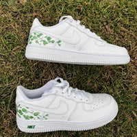 Custom Air Force 1 White Green Vine Pattern