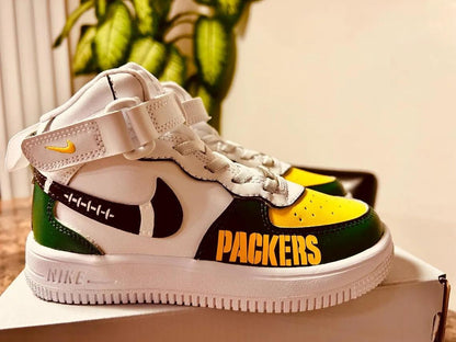 Custom Air Force 1 White Green Yellow Packers Theme