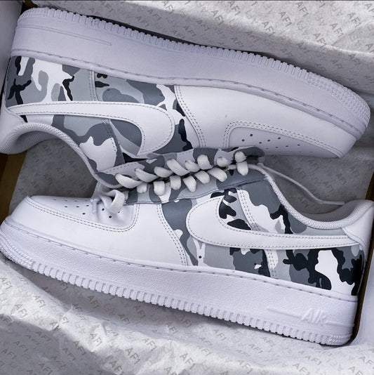 Custom Air Force 1 White Grey Camouflage Pattern