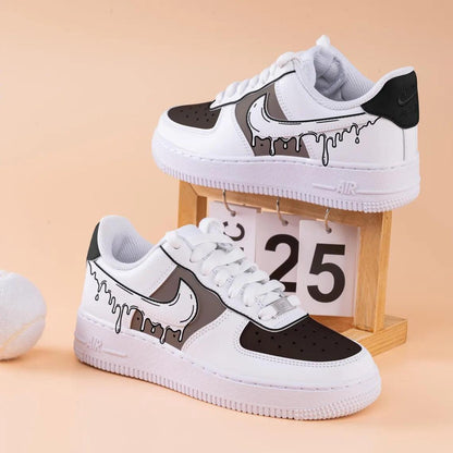 Custom Air Force 1 White Khaki Dripping Pattern