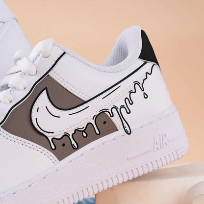 Custom Air Force 1 White Khaki Dripping Pattern