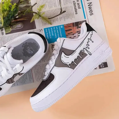 Custom Air Force 1 White Khaki Dripping Pattern