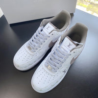 Custom Air Force 1 White Light Brown With LV Pattern