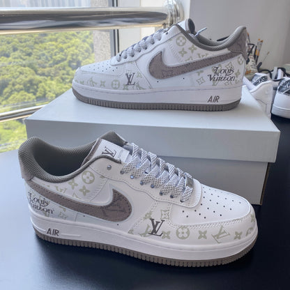 Custom Air Force 1 White Light Brown With LV Pattern