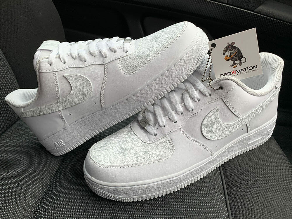Custom Air Force 1 White Light Grey With LV Pattern