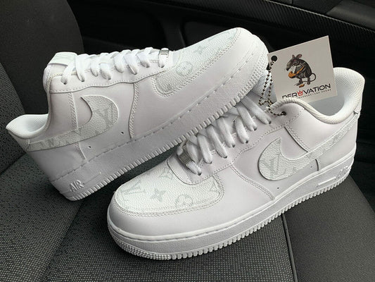 Custom Air Force 1 White Light Grey With LV Pattern