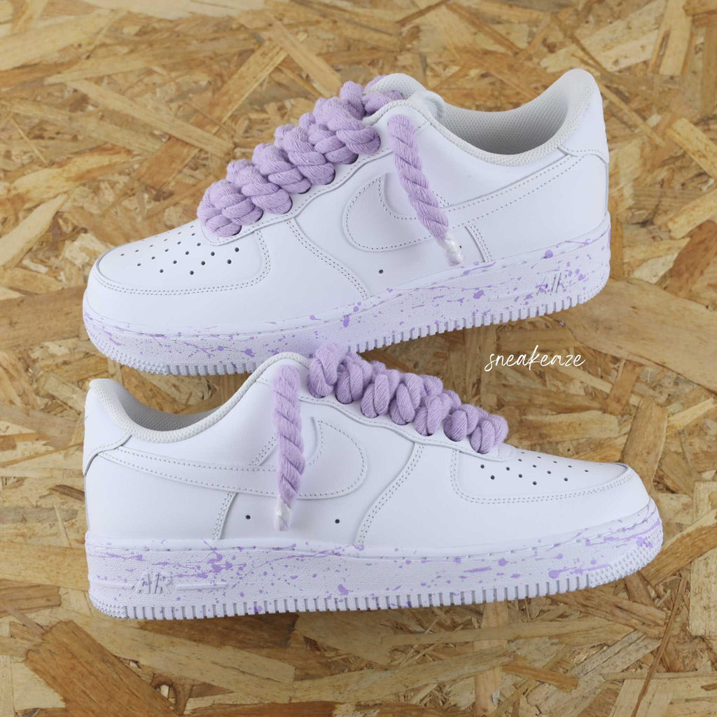 Custom Air Force 1 White Lilac Splatter Design