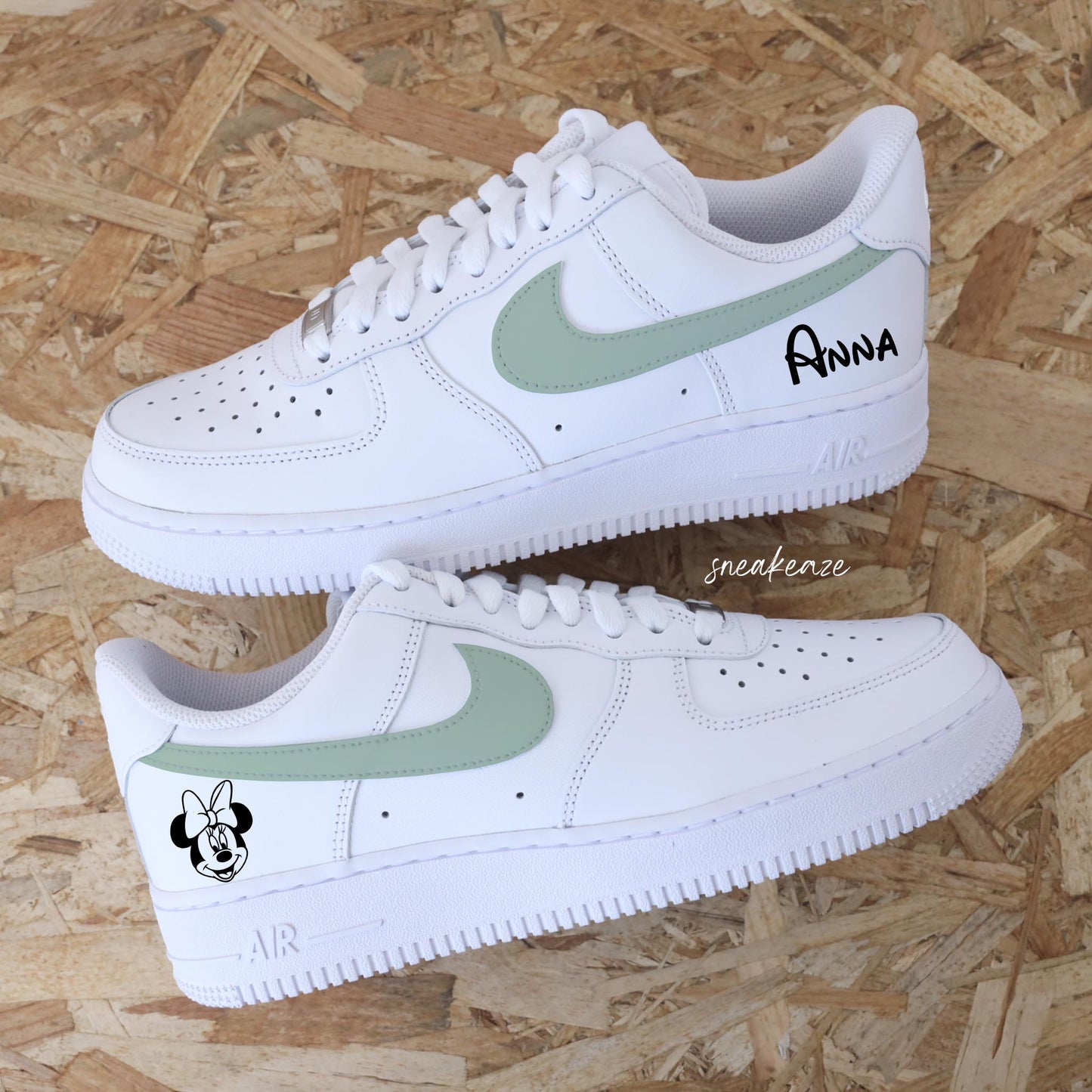 Custom Air Force 1 White Mint Green With Minnie Mouse