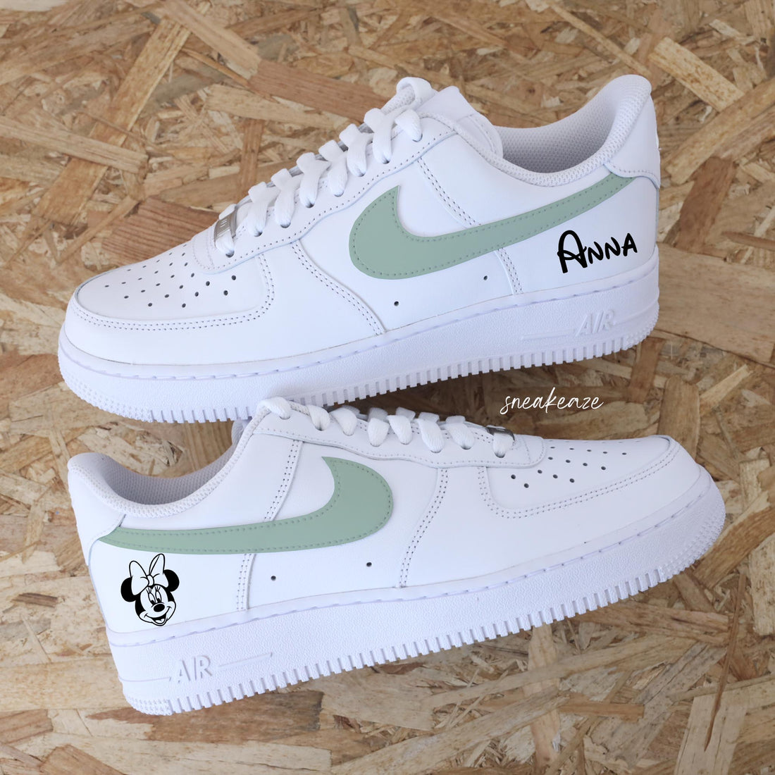 Custom Air Force 1 White Mint Green With Minnie Mouse