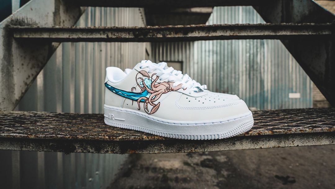 Custom Air Force 1 White Octopus Cartoon