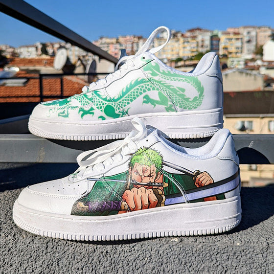 Custom Air Force 1 White One Piece Character And Green Dragon