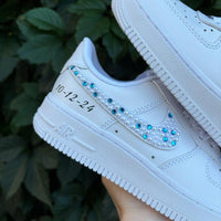 Custom Air Force 1 White Pearl And Rhinestone Embellishments