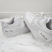 Custom Air Force 1 White Pearls Embellished