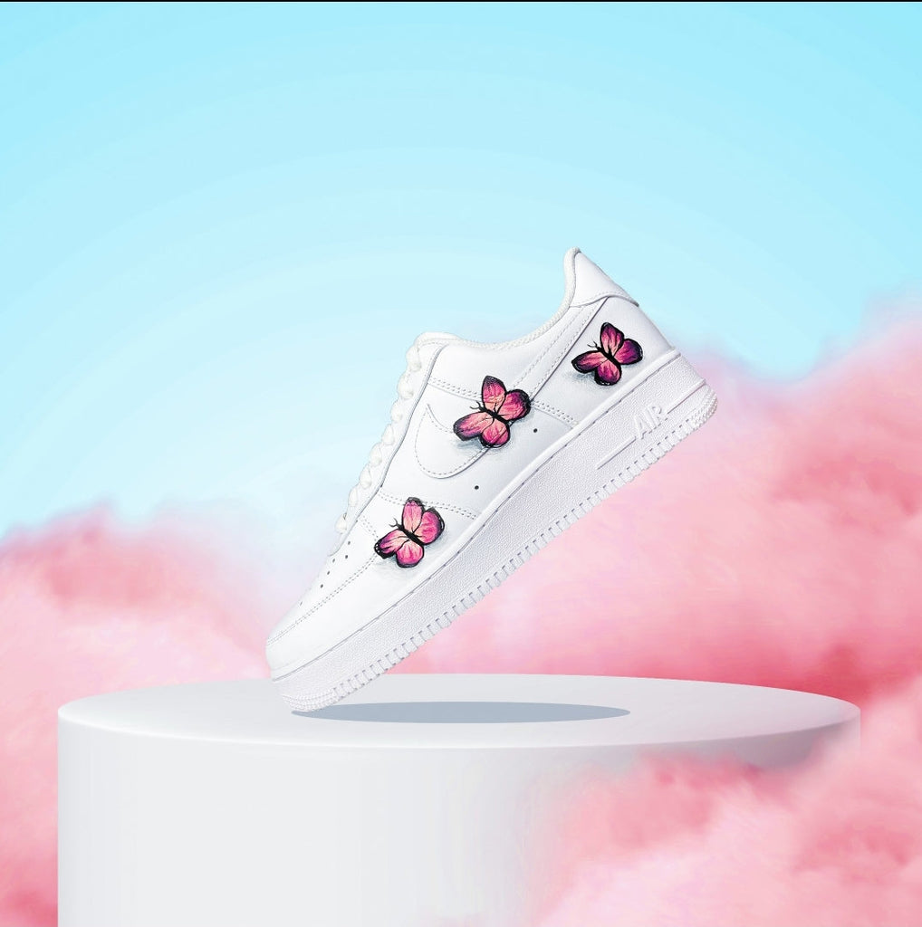 Custom Air Force 1 White Pink Butterflies
