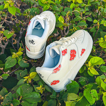 Custom Air Force 1 White Red Akatsuki Cloud Pattern