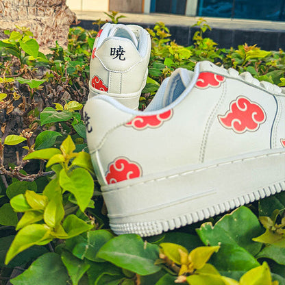 Custom Air Force 1 White Red Akatsuki Cloud Pattern