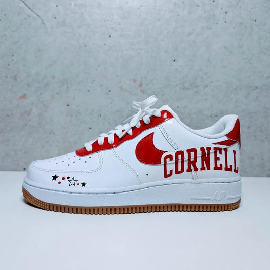 Custom Air Force 1 White Red Cornell Big Red And Stars