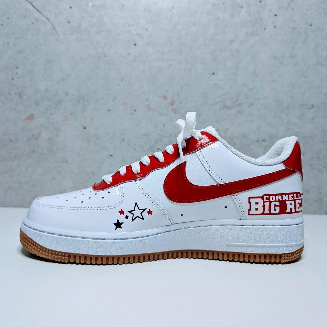 Custom Air Force 1 White Red Cornell Big Red And Stars