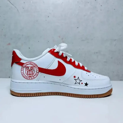 Custom Air Force 1 White Red Cornell Big Red And Stars