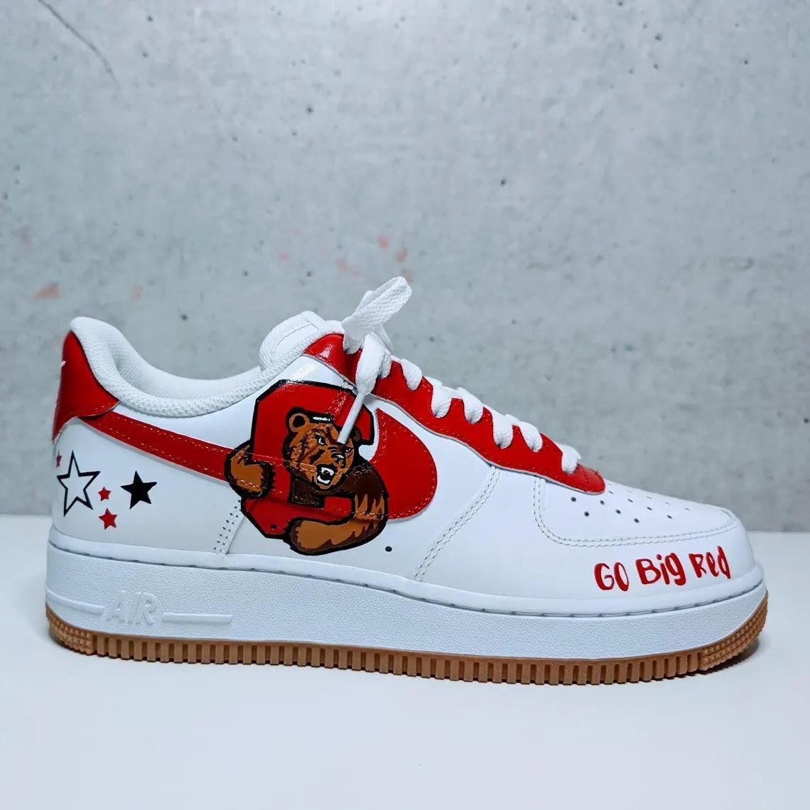 Custom Air Force 1 White Red Cornell Big Red And Stars