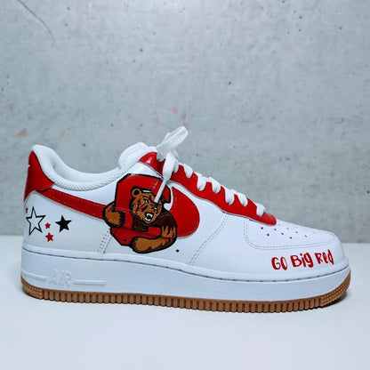Custom Air Force 1 White Red Cornell Big Red And Stars