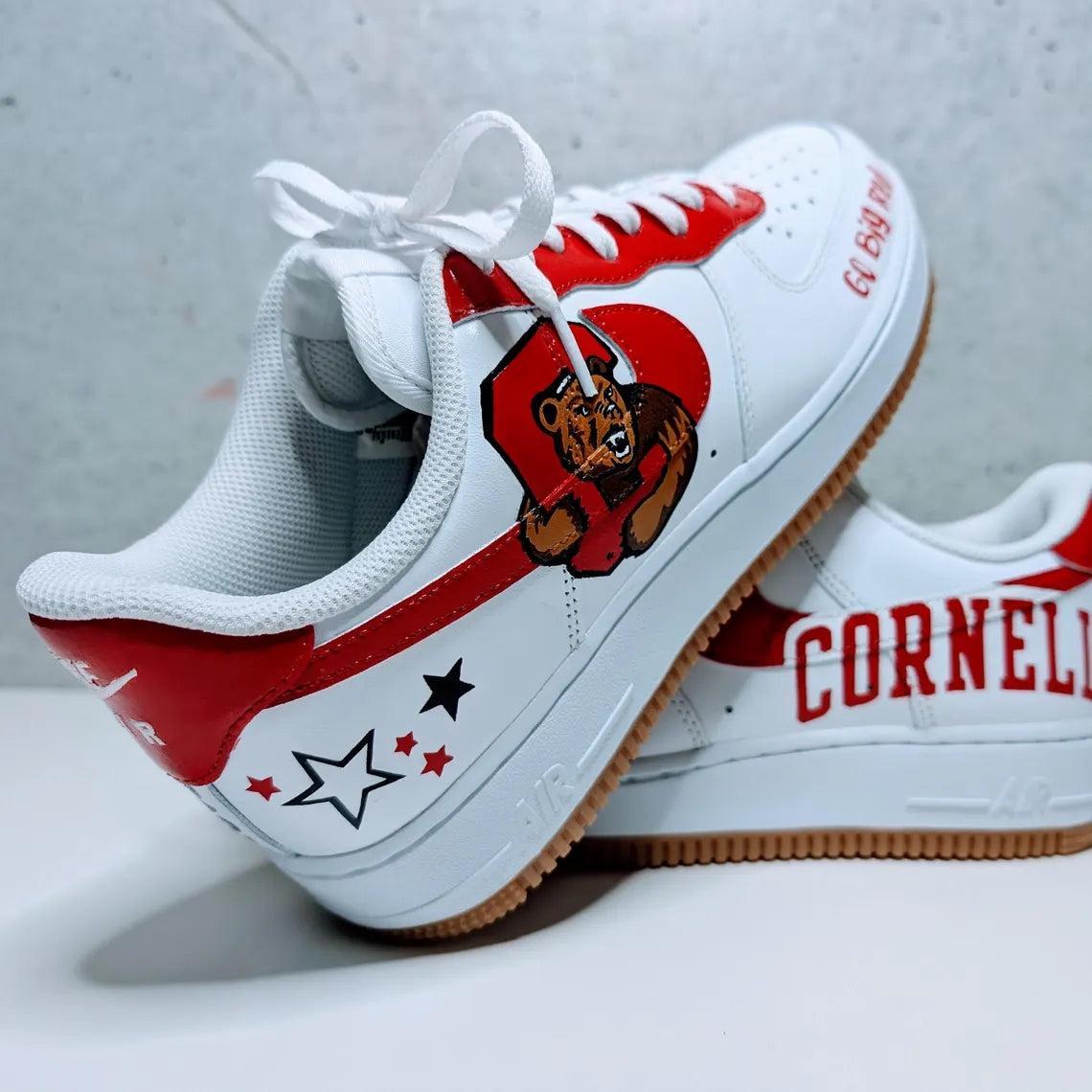 Custom Air Force 1 White Red Cornell Big Red And Stars